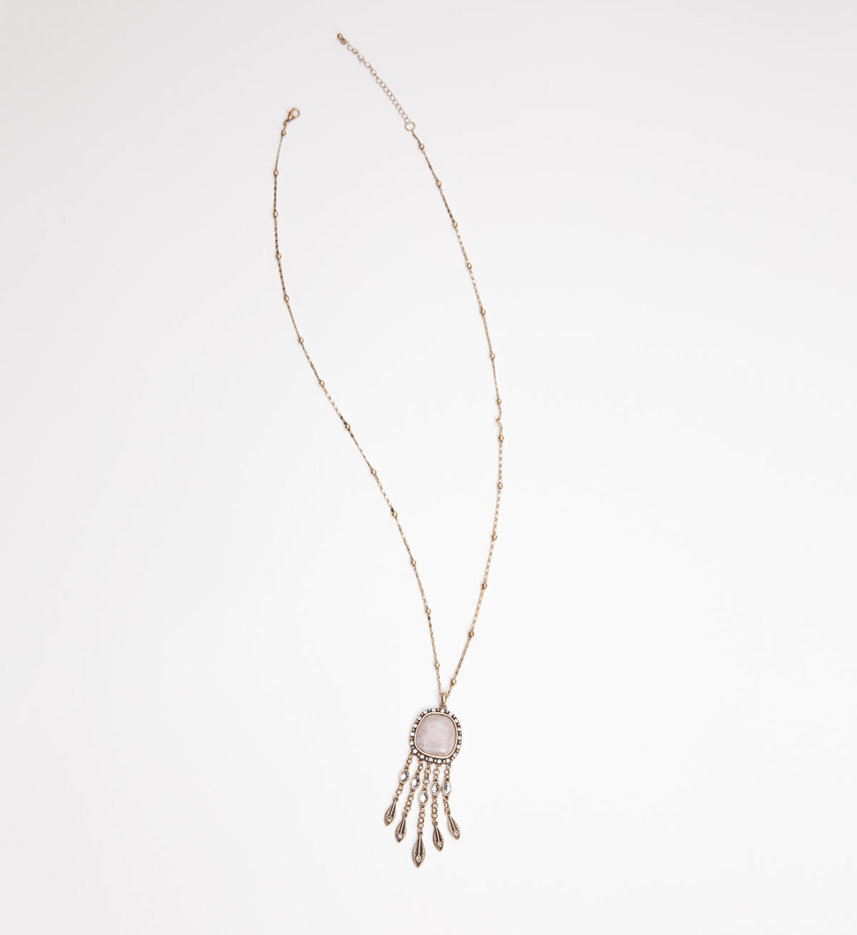 Gold-Tone and Rose Quartz Pendant Necklace, , hi-res image number 0